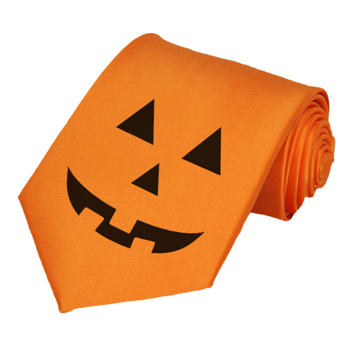 Jack-o-Lantern face on an orange necktie
