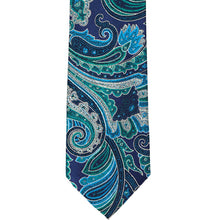 Load image into Gallery viewer, Front view of a jewel tone paisley extra long tie
