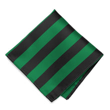 Load image into Gallery viewer, Kelly Green and Black Striped Pocket Square