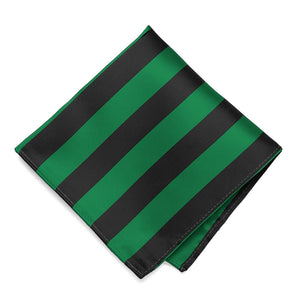 Kelly Green and Black Striped Pocket Square