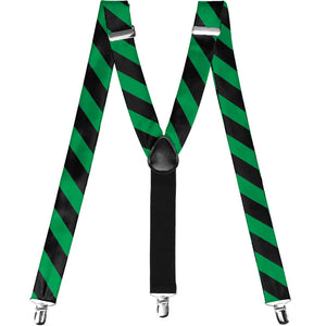 Kelly green and black striped suspenders