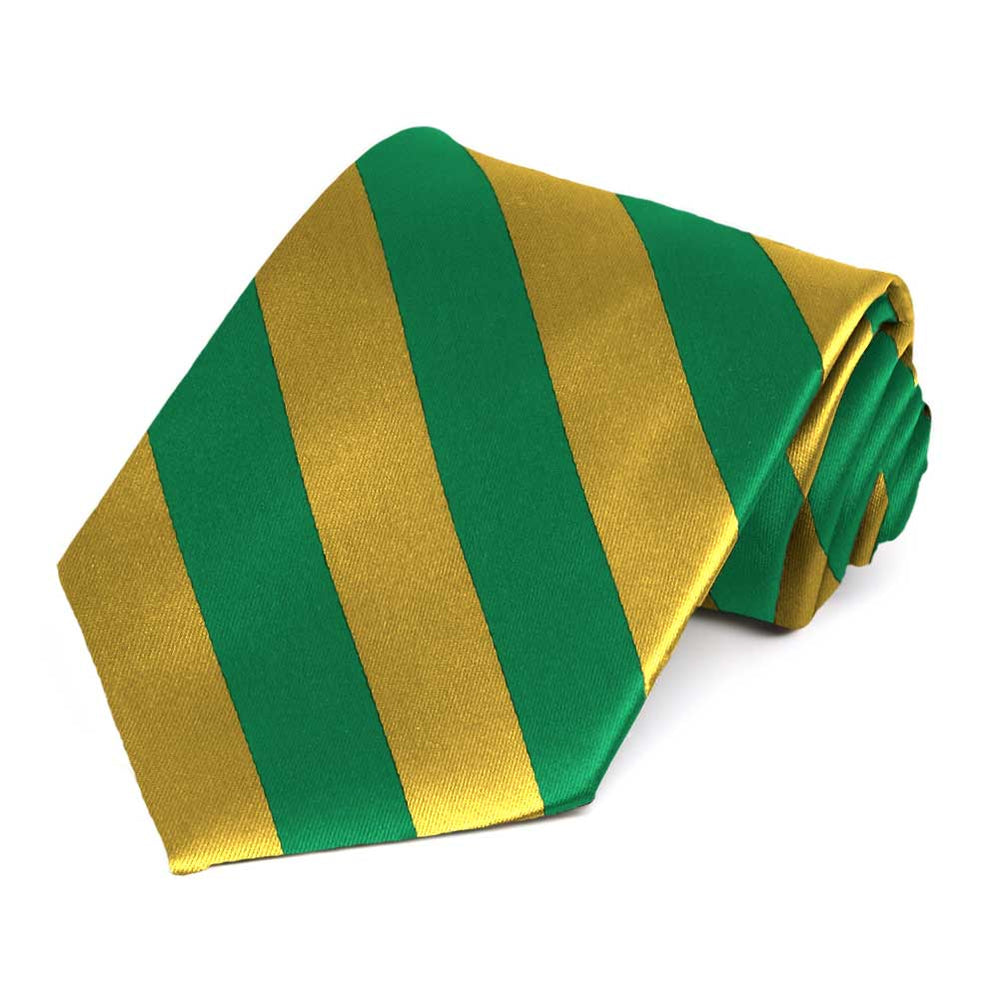Kelly Green and Gold Striped Tie