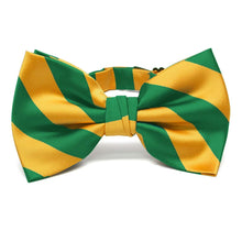 Load image into Gallery viewer, Kelly Green and Golden Yellow Striped Bow Tie