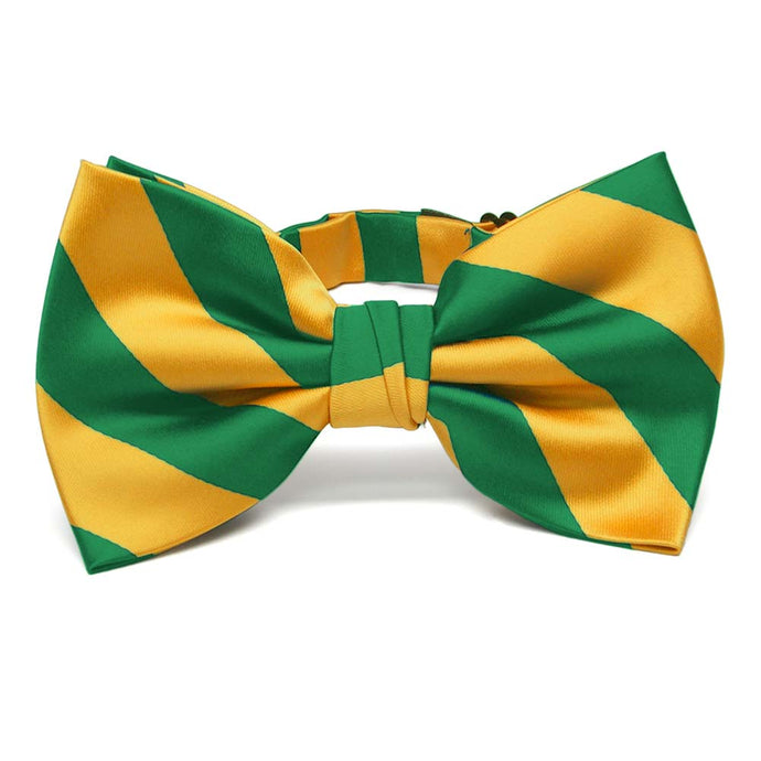 Kelly Green and Golden Yellow Striped Bow Tie