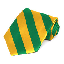 Load image into Gallery viewer, Kelly Green and Golden Yellow Striped Tie