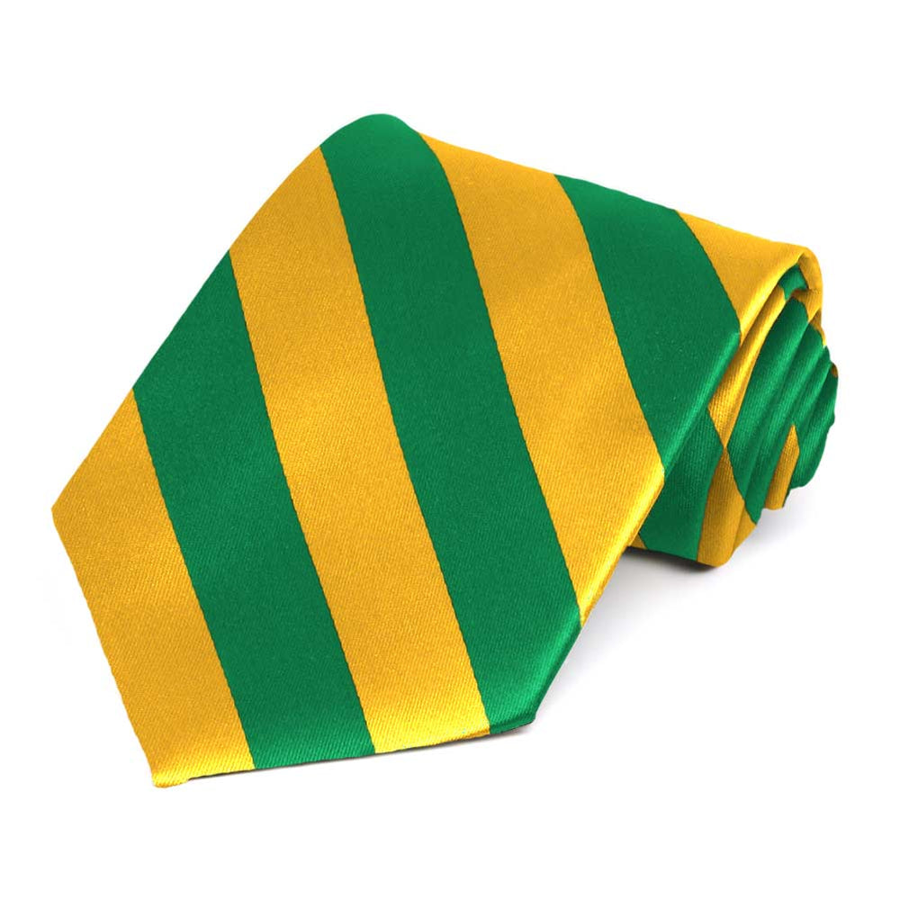 Kelly Green and Golden Yellow Striped Tie
