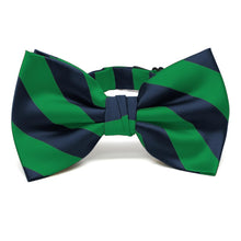 Load image into Gallery viewer, Kelly Green and Navy Blue Striped Bow Tie