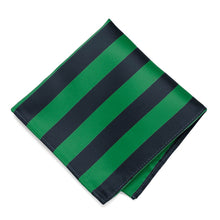 Load image into Gallery viewer, Kelly Green and Navy Blue Striped Pocket Square