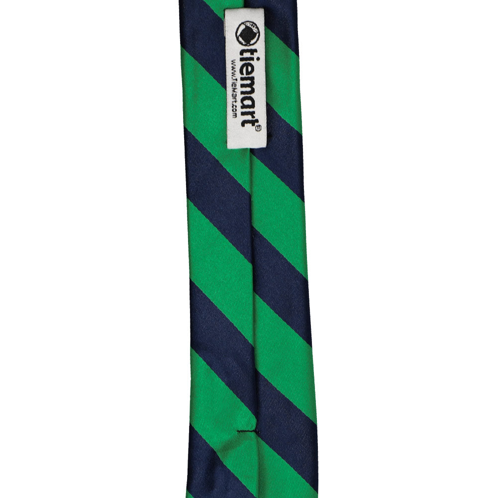 Kelly Green and Navy Blue Striped Skinny Tie, 2
