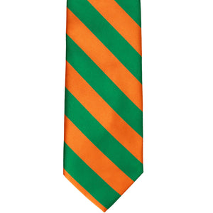 Kelly green and orange striped tie, front view  Edit alt text