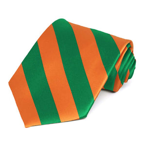 Kelly Green and Orange Striped Tie