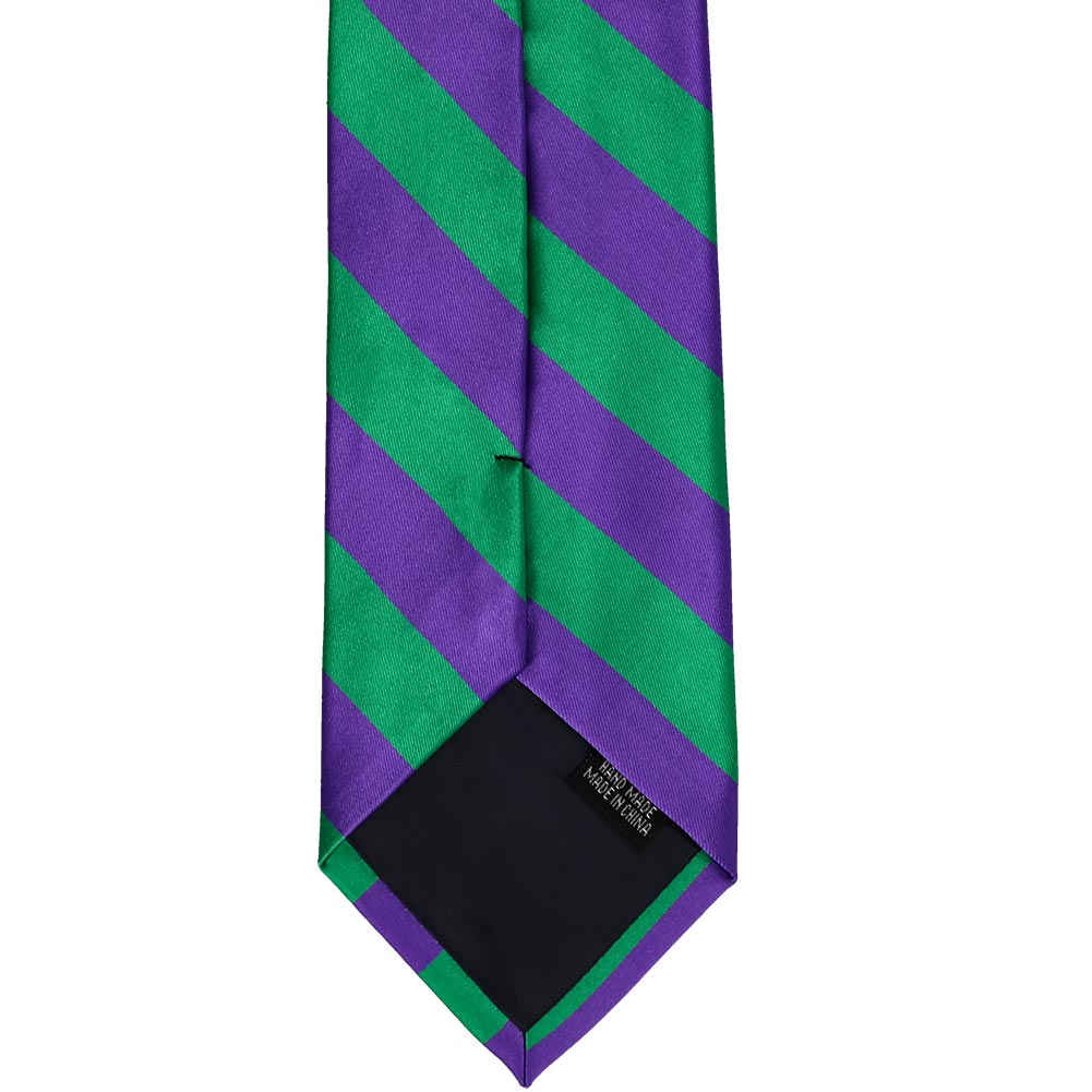 Shantung Striped Green, Purple and Cream Silk Tie - Fort Belvedere