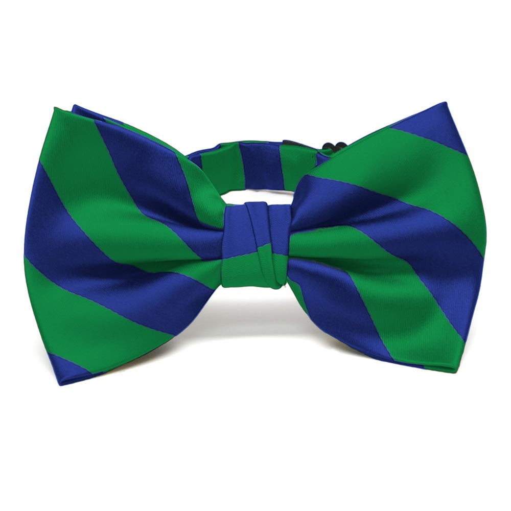 Kelly Green and Royal Blue Striped Bow Tie