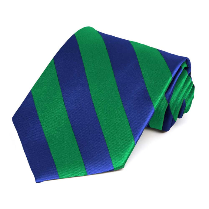 Kelly Green and Royal Blue Extra Long Striped Tie