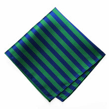 Load image into Gallery viewer, Kelly Green and Royal Blue Formal Striped Pocket Square