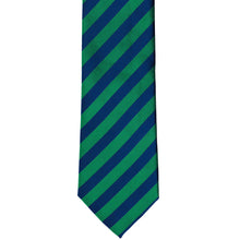 Load image into Gallery viewer, Front view kelly green and royal blue striped tie