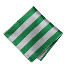 Load image into Gallery viewer, Kelly Green and Silver Striped Pocket Square