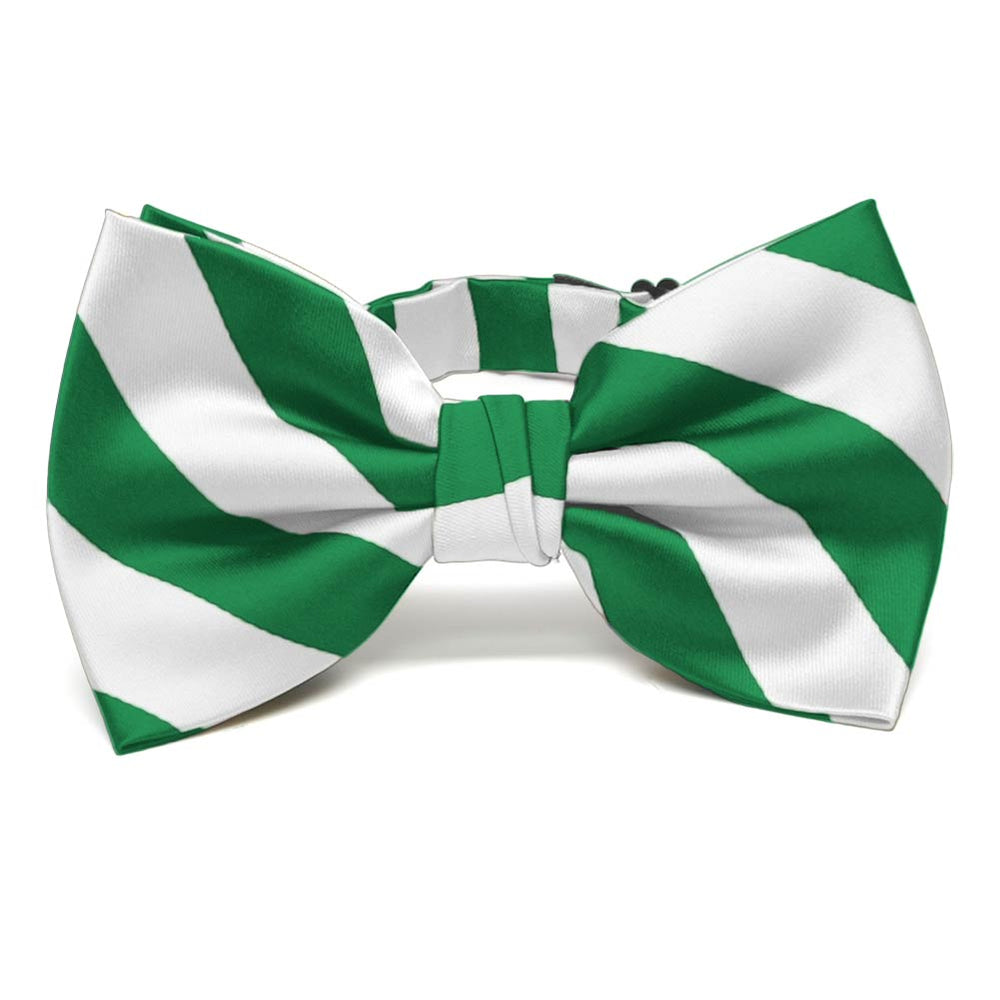 Kelly Green and White Striped Bow Tie