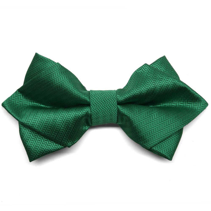 Kelly Green Herringbone Diamond Tip Bow Tie
