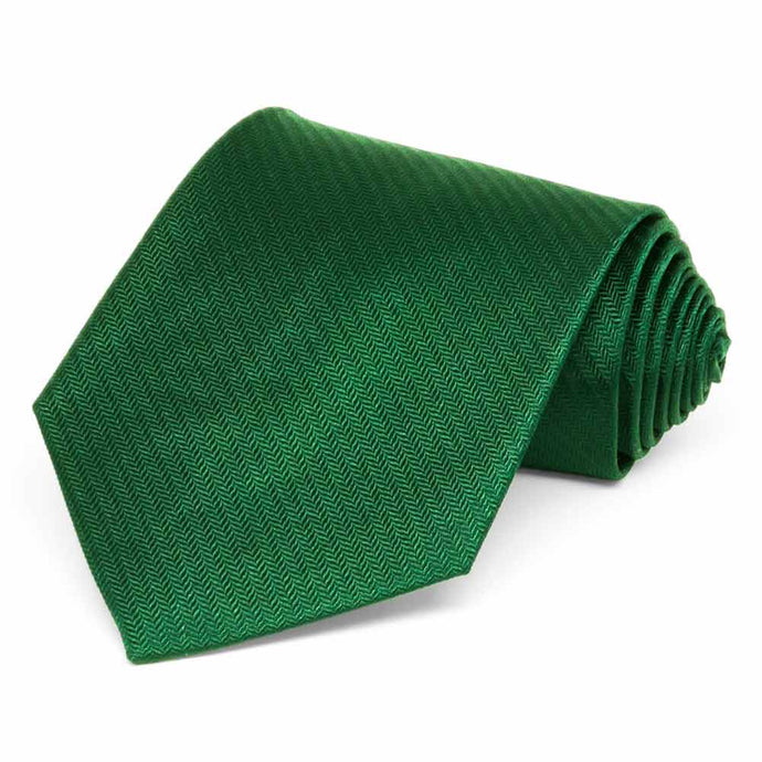Kelly Green Herringbone Silk Necktie