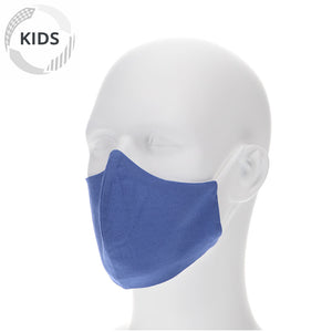 Kids vintage blue face mask on a mannequin with filter pocket 