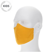 Load image into Gallery viewer, kids golden yellow face mask on a mannequin with filter pocket