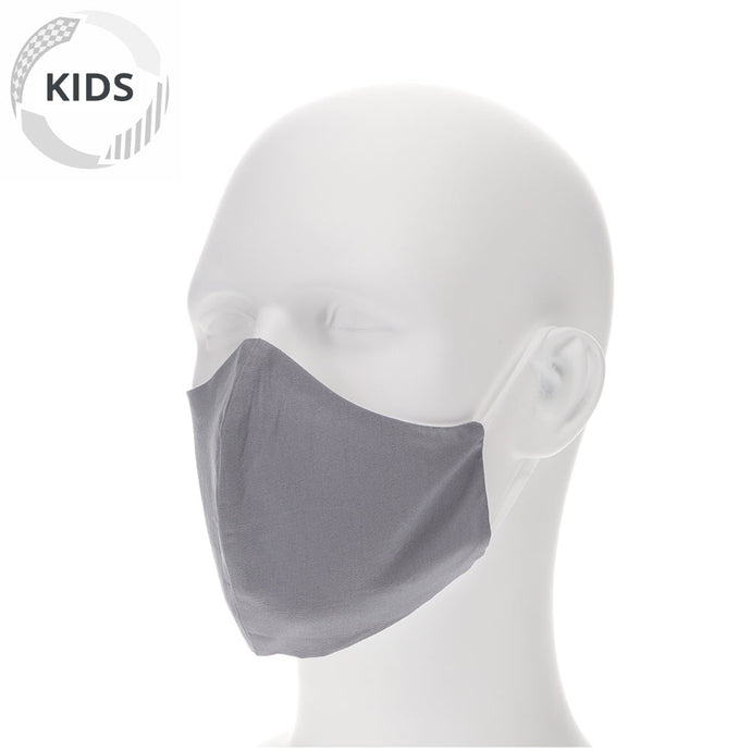 kids gray face mask on a mannequin with filter pocket