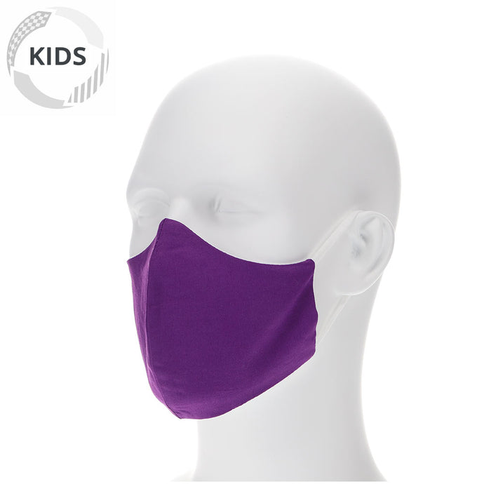 kids plum violet face mask on a mannequin with filter pocket