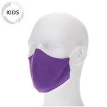 Load image into Gallery viewer, kids purple face mask on a mannequin with filter pocket