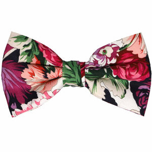 Colorful peony floral pre-tied bow tie