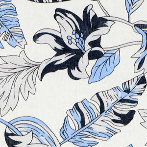 Blue, gray and white Hawaiian fabric