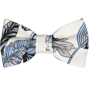 Blue and white Hawaiian flower bow tie