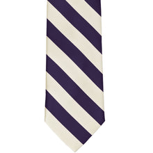 Load image into Gallery viewer, Front view of a lapis and ivory striped tie