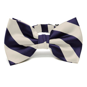 Lapis Purple and Ivory Striped Bow Tie