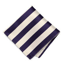 Load image into Gallery viewer, Lapis Purple and Ivory Striped Pocket Square