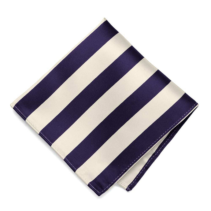 Lapis Purple and Ivory Striped Pocket Square