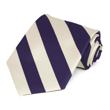 Load image into Gallery viewer, Lapis Purple and Ivory Striped Tie