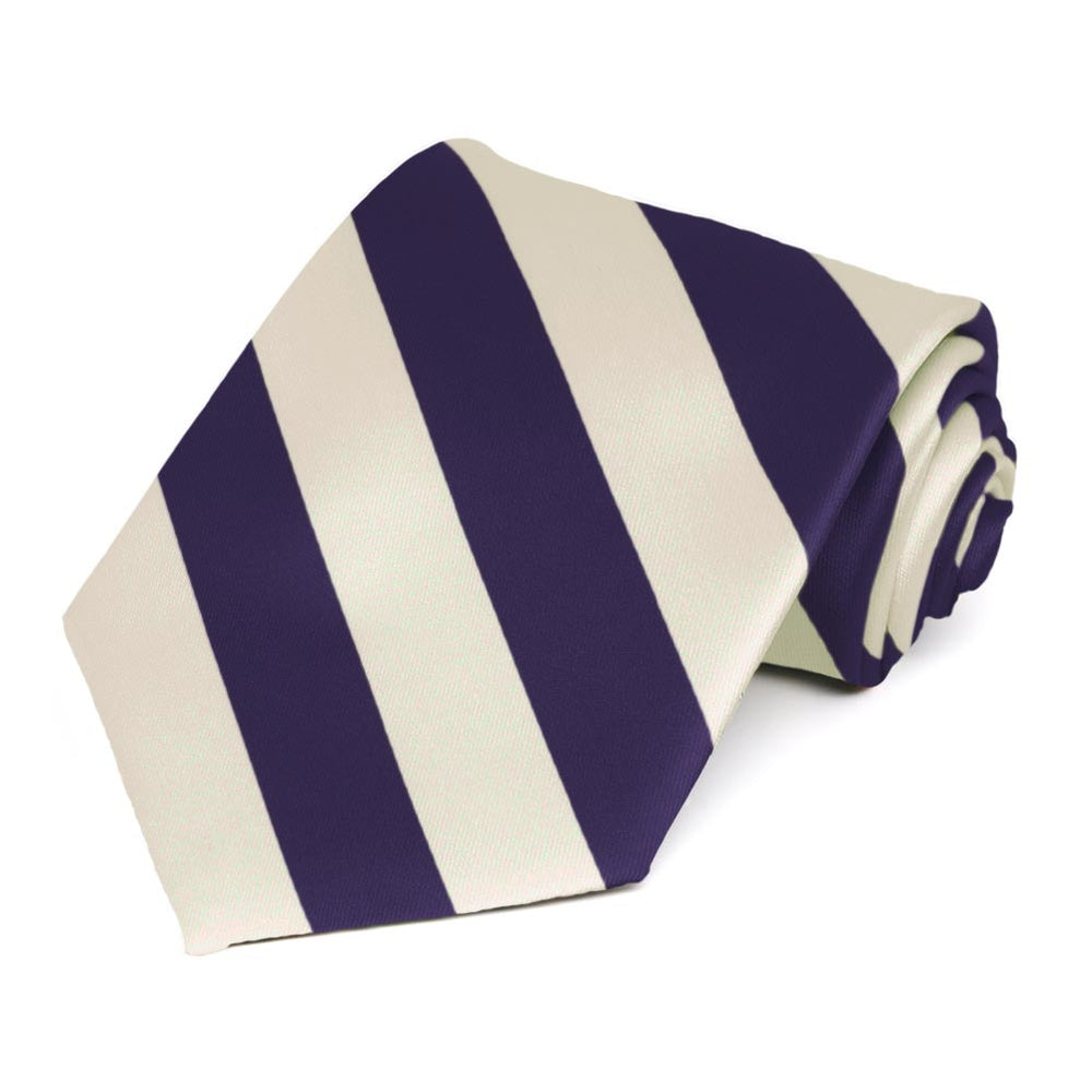 Lapis Purple and Ivory Striped Tie