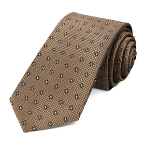 Latte brown textured slim tie