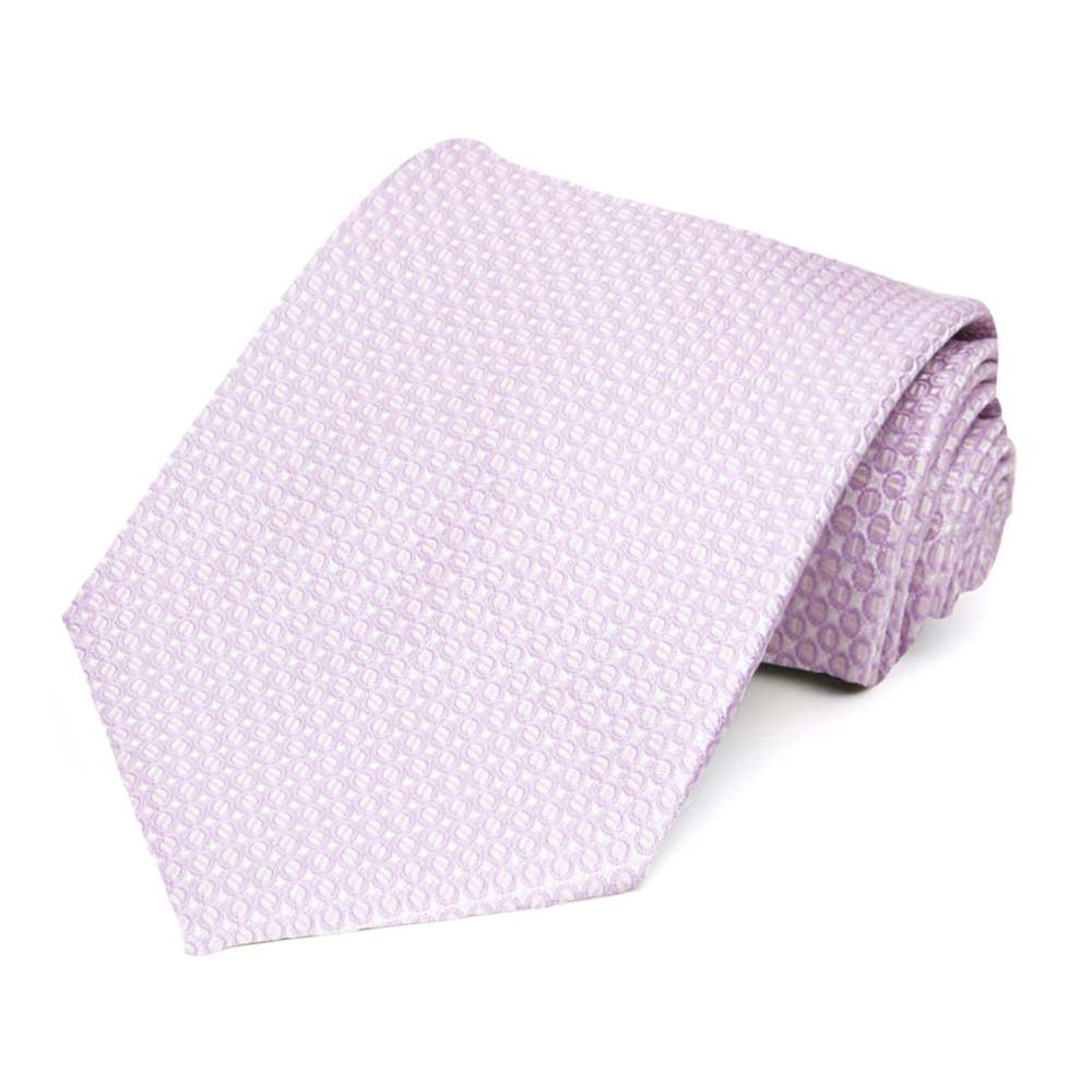 Light purple grain pattern extra long tie, rolled to show texture