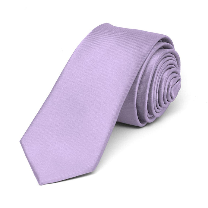 Lavender Skinny Solid Color Necktie, 2