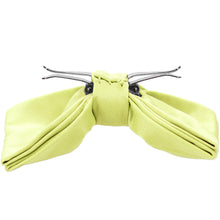 Load image into Gallery viewer, Side view of an opened lemon lime clip-on bow tie