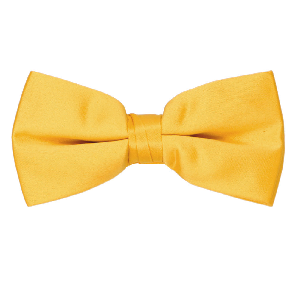 Bright yellow pre-tied bow tie, front view