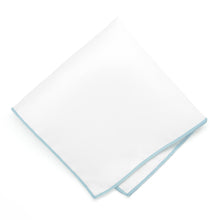 Load image into Gallery viewer, Light Blue Tipped White Pocket Square