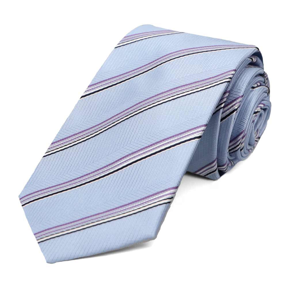 Sky Blue Hayward Striped Slim Necktie