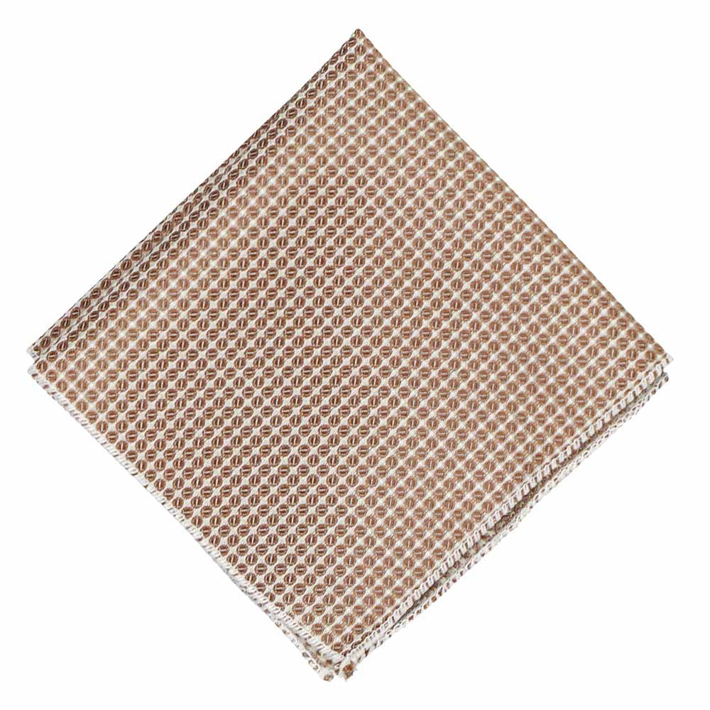 Light brown grain pattern pocket square, flat front view