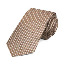 Load image into Gallery viewer, Light brown grain pattern slim necktie, rolled to show texture