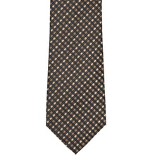 Load image into Gallery viewer, Front view of a gingham plaid tie in shades of light and dark brown