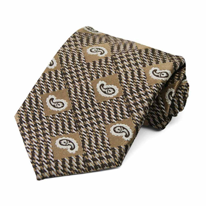 Light Brown Churchill Paisley Necktie