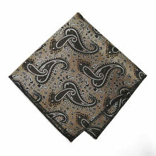 Load image into Gallery viewer, Folded light brown paisley pattern pocket square
